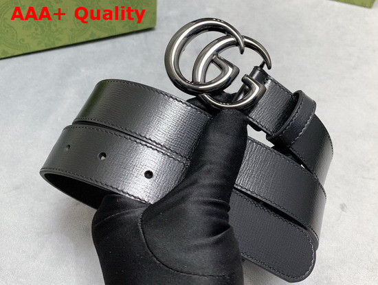 Gucci GG Marmont Thin Belt Black Leather Black Resin Hardware 414516 Replica