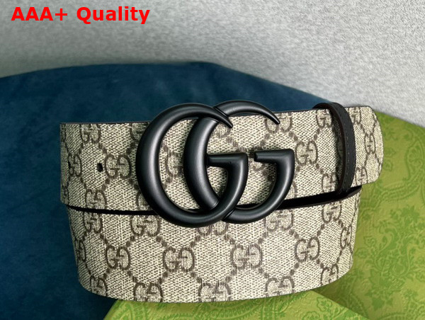 Gucci GG Marmont Thin Belt Black Leather and GG Supreme Canvas Replica