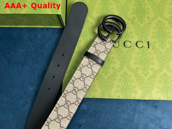 Gucci GG Marmont Thin Belt Black Leather and GG Supreme Canvas Replica