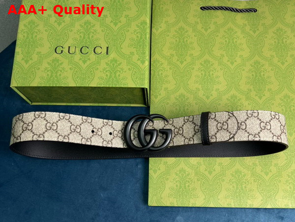 Gucci GG Marmont Thin Belt Black Leather and GG Supreme Canvas Replica