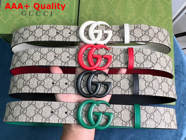 Gucci GG Marmont Thin Belt Black Leather and GG Supreme Canvas Replica