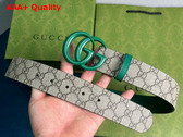 Gucci GG Marmont Thin Belt Green Leather and GG Supreme Canvas Replica