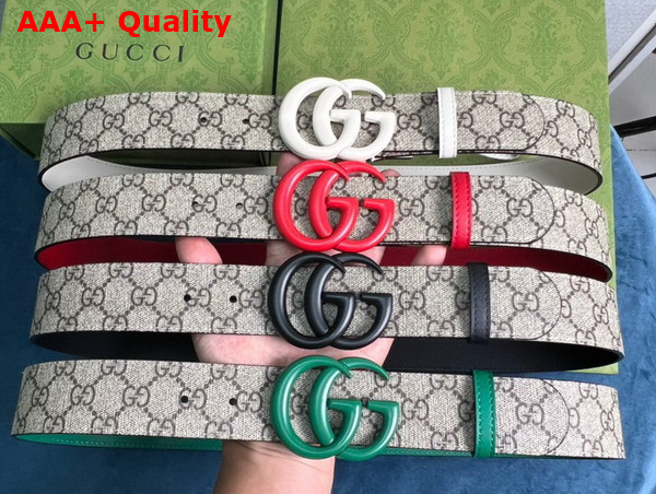 Gucci GG Marmont Thin Belt Red Leather and GG Supreme Canvas Replica