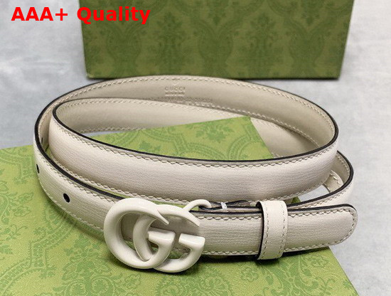 Gucci GG Marmont Thin Belt White Leather White Resin Hardware 409417 Replica