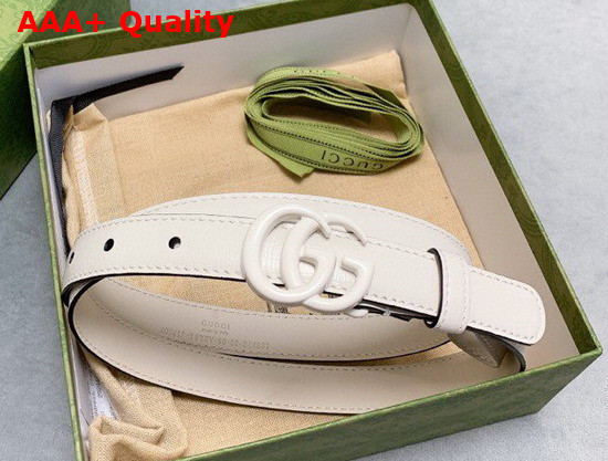 Gucci GG Marmont Thin Belt White Leather White Resin Hardware 409417 Replica