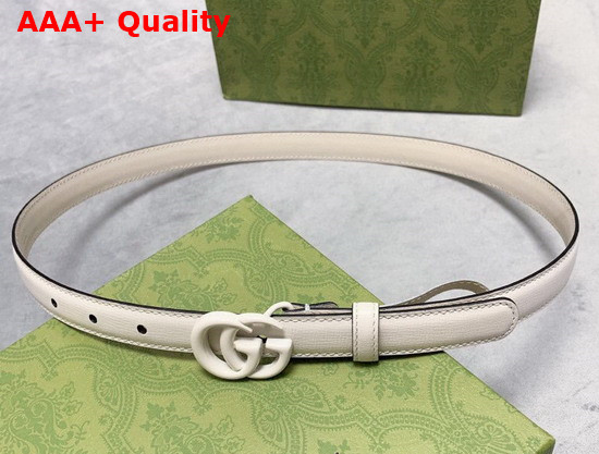 Gucci GG Marmont Thin Belt White Leather White Resin Hardware 409417 Replica