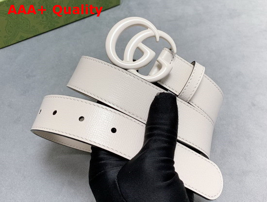 Gucci GG Marmont Thin Belt White Leather White Resin Hardware 414516 Replica