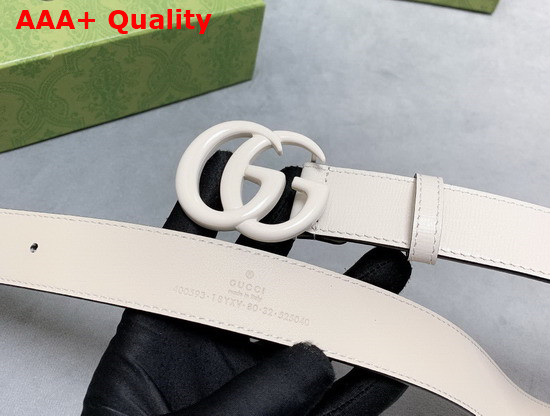 Gucci GG Marmont Thin Belt White Leather White Resin Hardware 414516 Replica