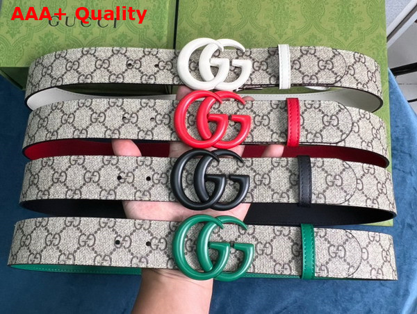 Gucci GG Marmont Thin Belt White Leather and GG Supreme Canvas Replica