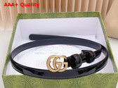 Gucci GG Marmont Thin Belt in Black Patent Leather 793124 Replica