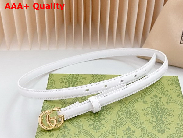 Gucci GG Marmont Thin Belt in White Leather 793124 Replica