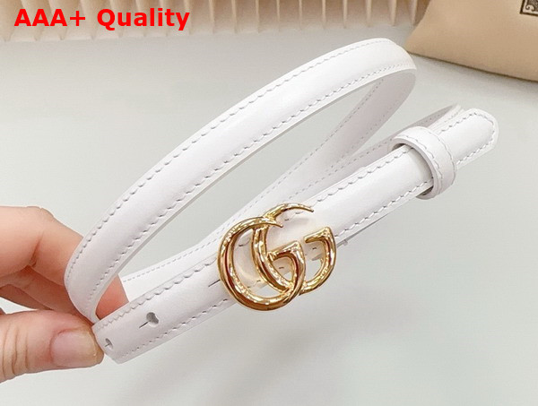 Gucci GG Marmont Thin Belt in White Leather 793124 Replica