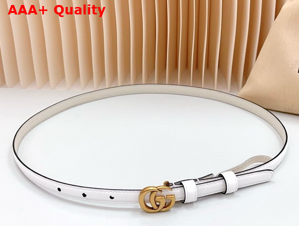 Gucci GG Marmont Thin Belt in White Leather 793124 Replica