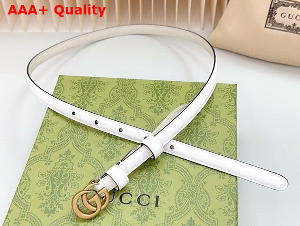 Gucci GG Marmont Thin Belt in White Leather 793124 Replica