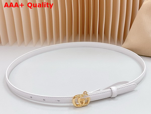 Gucci GG Marmont Thin Belt in White Leather 793124 Replica