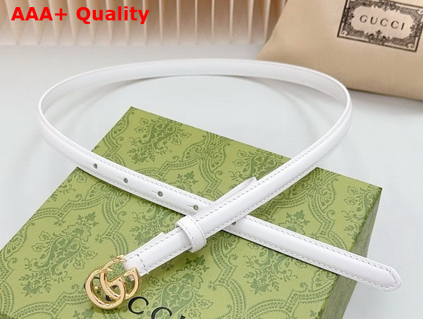 Gucci GG Marmont Thin Belt in White Leather 793124 Replica