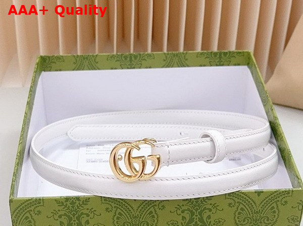 Gucci GG Marmont Thin Belt in White Leather 793124 Replica