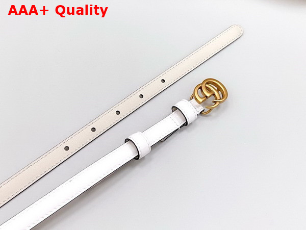 Gucci GG Marmont Thin Belt in White Patent Leather 793124 Replica