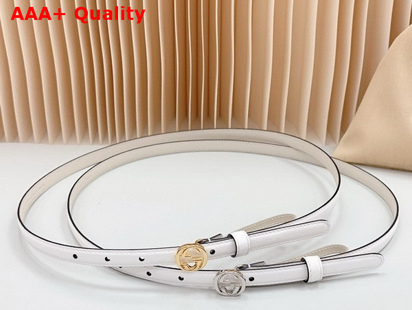 Gucci GG Marmont Thin Belt in White Patent Leather 793124 Replica