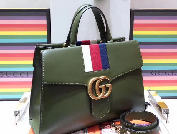 Gucci GG Marmont Tote in Dark Green Calf Leather 476470