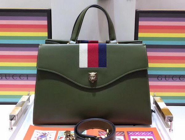 Gucci GG Marmont Tote in Dark Green Calf Leather 476470