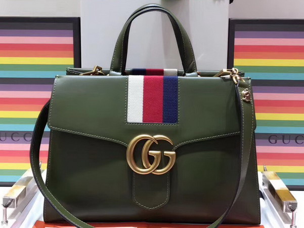 Gucci GG Marmont Tote in Dark Green Calf Leather 476470