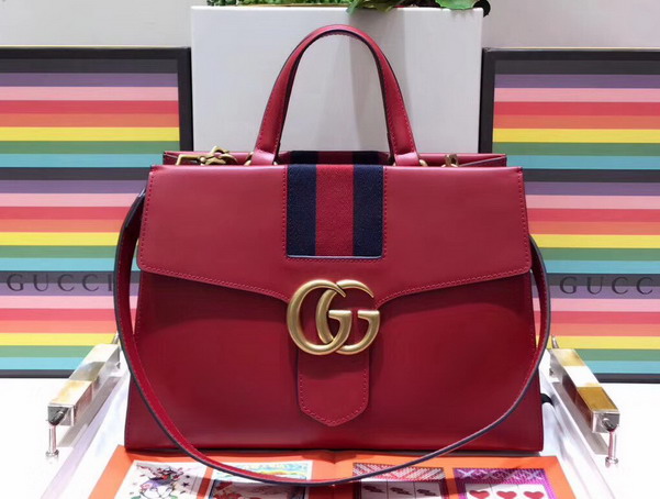 Gucci GG Marmont Tote in Red Calf Leather 476470