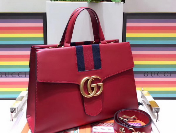 Gucci GG Marmont Tote in Red Calf Leather 476470