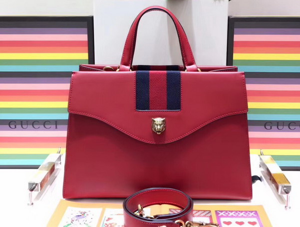 Gucci GG Marmont Tote in Red Calf Leather 476470