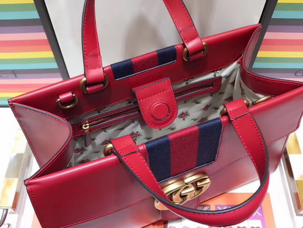 Gucci GG Marmont Tote in Red Calf Leather 476470