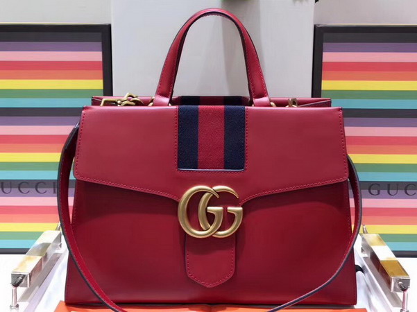 Gucci GG Marmont Tote in Red Calf Leather 476470