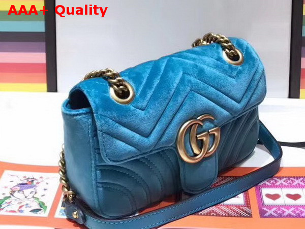 Gucci GG Marmont Velvet Mini Bag Blue Velvet Replica