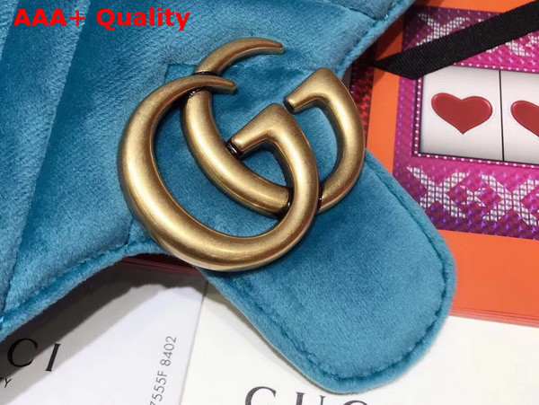 Gucci GG Marmont Velvet Mini Bag Blue Velvet Replica