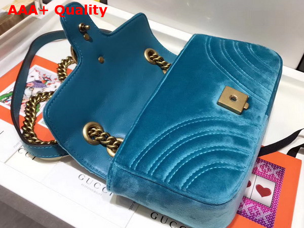 Gucci GG Marmont Velvet Mini Bag Blue Velvet Replica