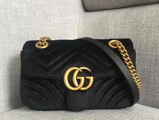 Gucci GG Marmont Velvet Mini Bag in Black Velvet