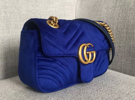 Gucci GG Marmont Velvet Mini Bag in Cobalt Blue Velvet