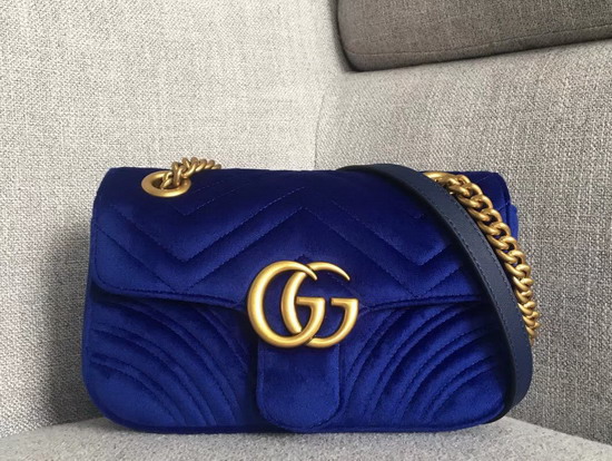 Gucci GG Marmont Velvet Mini Bag in Cobalt Blue Velvet