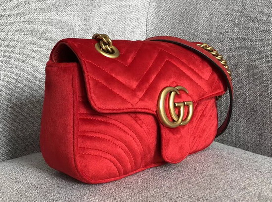 Gucci GG Marmont Velvet Mini Bag in Hibiscus Red Velvet