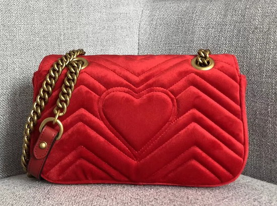 Gucci GG Marmont Velvet Mini Bag in Hibiscus Red Velvet