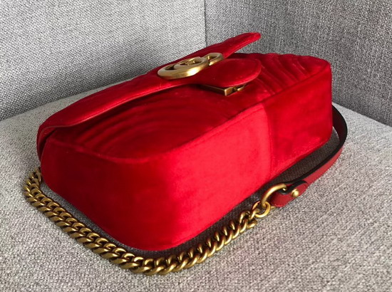 Gucci GG Marmont Velvet Mini Bag in Hibiscus Red Velvet