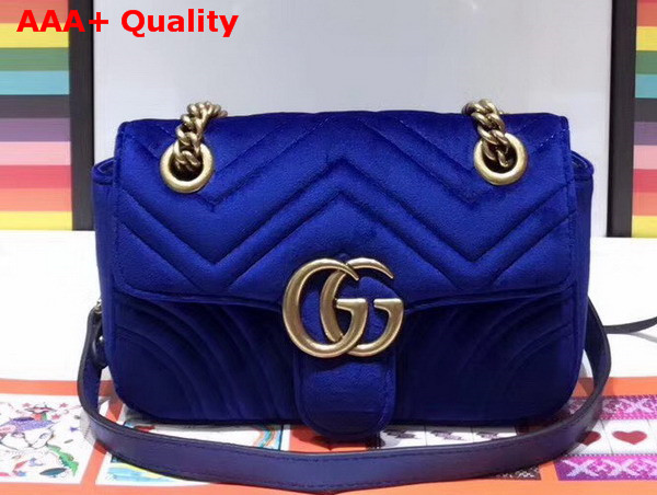 Gucci GG Marmont Velvet Mini Bag in Navy Blue Velvet Replica