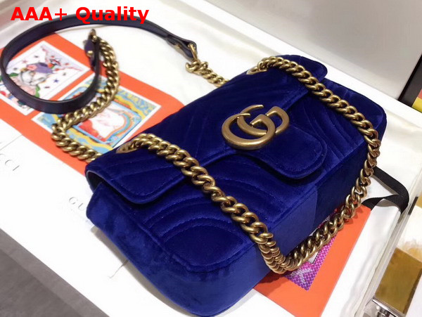 Gucci GG Marmont Velvet Mini Bag in Navy Blue Velvet Replica