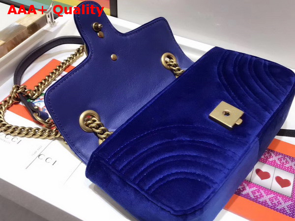 Gucci GG Marmont Velvet Mini Bag in Navy Blue Velvet Replica