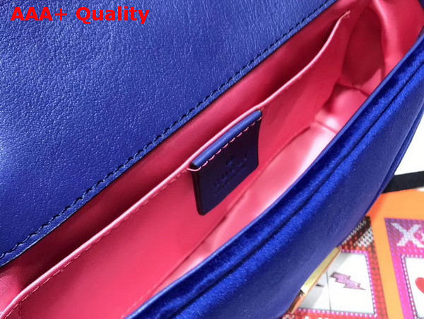 Gucci GG Marmont Velvet Mini Bag in Navy Blue Velvet Replica