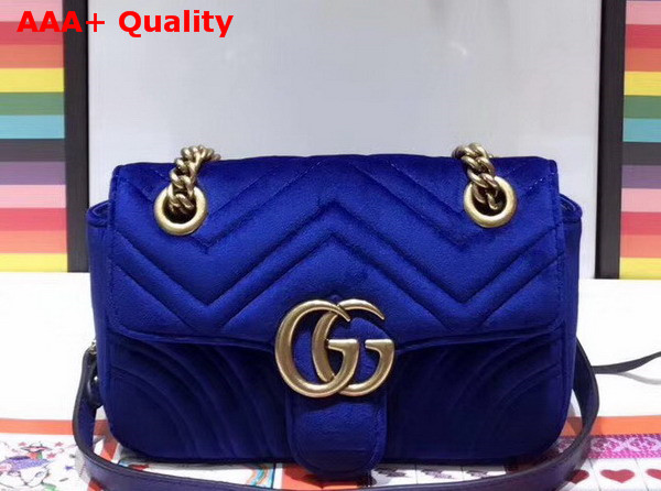 Gucci GG Marmont Velvet Mini Bag in Navy Blue Velvet Replica