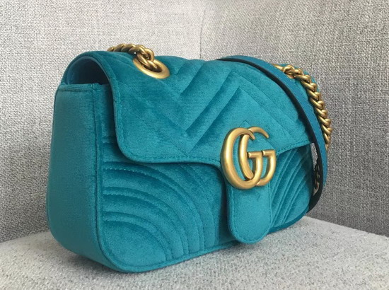 Gucci GG Marmont Velvet Mini Bag in Petrol Blue Velvet