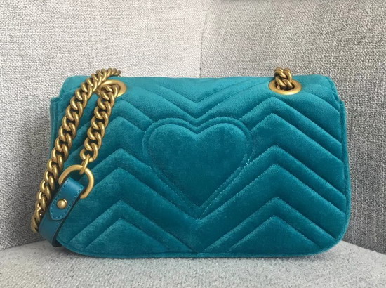 Gucci GG Marmont Velvet Mini Bag in Petrol Blue Velvet