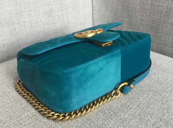 Gucci GG Marmont Velvet Mini Bag in Petrol Blue Velvet