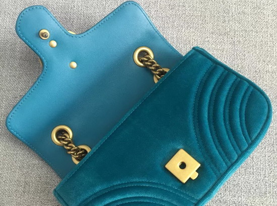 Gucci GG Marmont Velvet Mini Bag in Petrol Blue Velvet