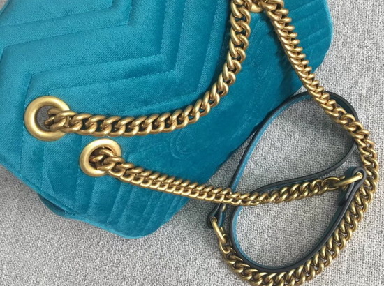 Gucci GG Marmont Velvet Mini Bag in Petrol Blue Velvet